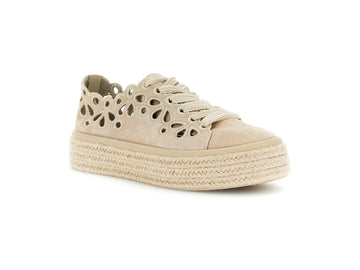 CafeNoir Sneaker Donna in Suede Beige Traforato e Suola in Corda