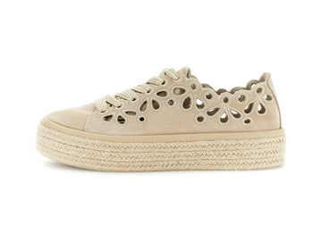 CafeNoir Sneaker Donna in Suede Beige Traforato e Suola in Corda