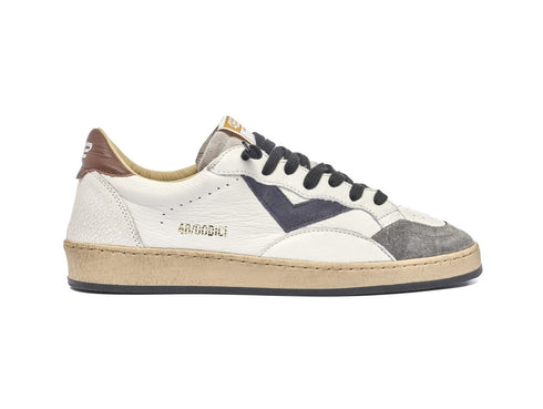 4B12 Play New Scarpe Uomo Made in Italy Tomaia in Pelle Bianco Marrone U78