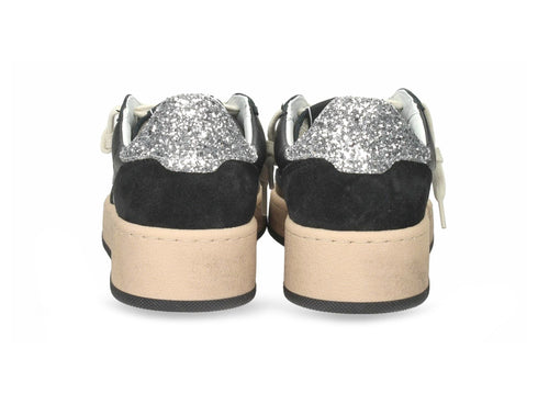 4B12 Sneaker Donna Play New Sky Nera, Oro e Glitter Argento