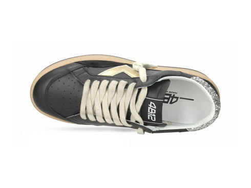 4B12 Sneaker Donna Play New Sky Nera, Oro e Glitter Argento