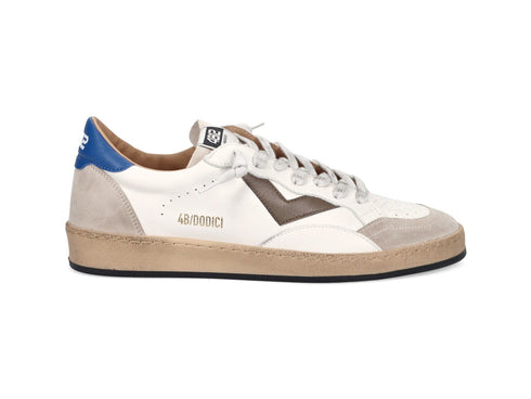 4B12 Play New Sneakers Uomo Primavera Estate Tomaia in Pelle Bianca Blu U105