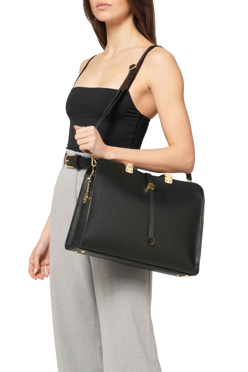 Melluso Borsa a Mano Professionale in Pelle Martellata