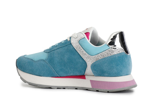 CafèNoir Donna Sneakers in pelle scamosciata e tessutocon riporti glitter C1DB6030B015 Celeste