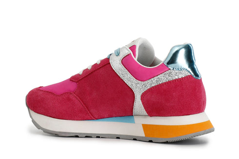 CafèNoir Donna Sneakers in pelle scamosciata e tessutocon riporti glitter C1DB6030V004 Fuxia