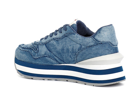 CafèNoir donna sneakers in tessuto sfrangiata tacco medio