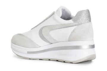 CafèNoir Donna Sneakers slip on in pelle e glitter C1DN1025W001 Bianco