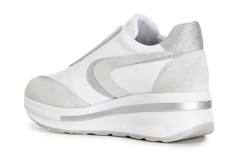 CafèNoir Donna Sneakers slip on in pelle e glitter C1DN1025W001 Bianco