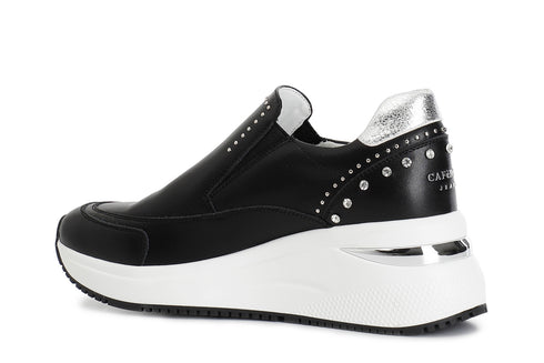 CafèNoir Women's Slip-On with Studs, Rhinestones and Platform Sole