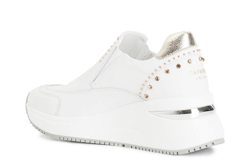 CafèNoir Slip-On with Studs, Rhinestones and Platform Leather Upper