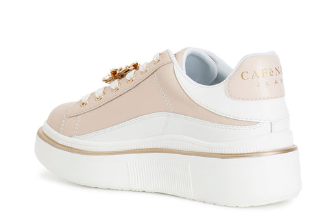 CafèNoir Women's Platform Sneaker with Removable Floral Jewel