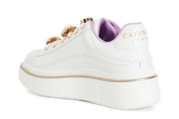 CafèNoir women's leather sneaker with rhinestone accessories