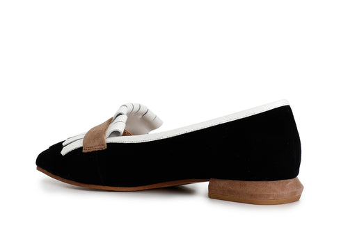 CafèNoir Donna Mocassino in pelle scamosciata con frangia C1ED5003N007 Multi nero