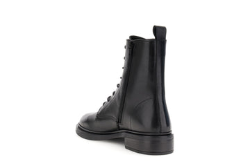 CafèNoir Women's Essential Combat Boots in Black Leather