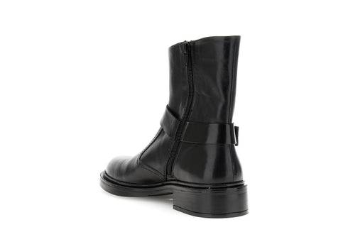 CafèNoir Black Leather Boots with Wrapped Buckle