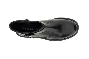 CafèNoir Black Leather Boots with Wrapped Buckle