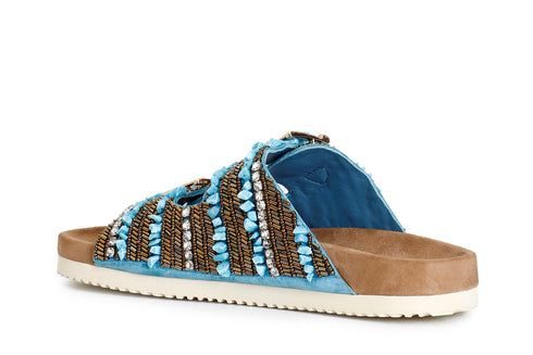 CafèNoir donna ciabatta doppia fibbia con ricami tacco basso