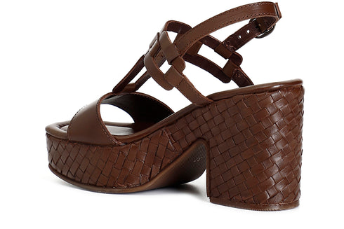 CafèNoir Sandalo con Platform Pelle Intrecciata e T-Strap