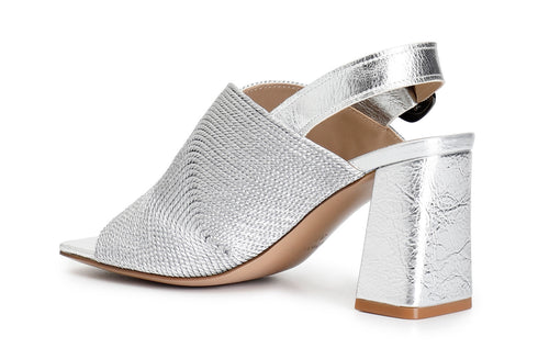 CafèNoir Women's Slingback Sandal with Wide Heel and Mesh Texture