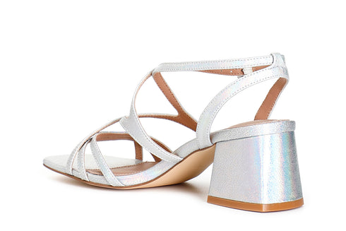 CafèNoir Iridescent Women's Sandal with Wide Heel and Straps