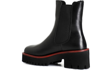 CafèNoir Donna Tronchetto elastico in pelle con suola nera e guardolo colorato C1XV1231N039 Nero/rosso