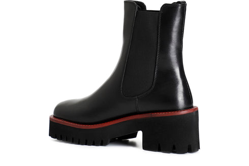 CafèNoir Donna Tronchetto elastico in pelle con suola nera e guardolo colorato C1XV1231N039 Nero/rosso