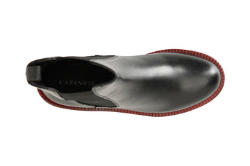 CafèNoir Donna Tronchetto elastico in pelle con suola nera e guardolo colorato C1XV1231N039 Nero/rosso