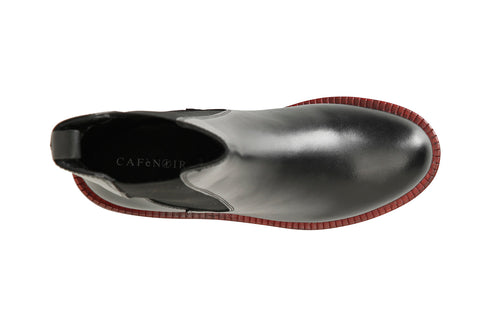 CafèNoir Donna Tronchetto elastico in pelle con suola nera e guardolo colorato C1XV1231N039 Nero/rosso