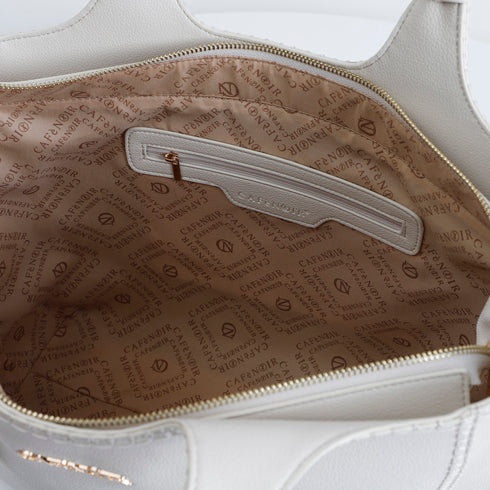 CafèNoir Shopping Bag with Decorative Stitching