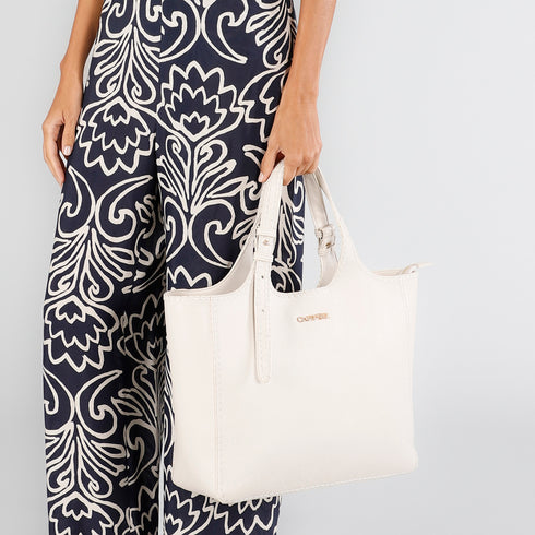 CafèNoir Shopping Bag with Decorative Stitching