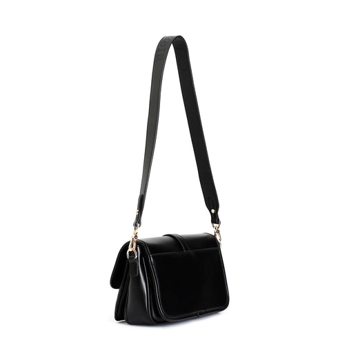 CafèNoir Black shoulder bag with flap and visible logo