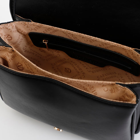 CafèNoir Black shoulder bag with flap and visible logo