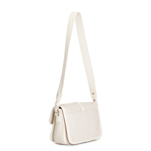 CafèNoir Natural Straw Shoulder Bag with Flap and Buckle
