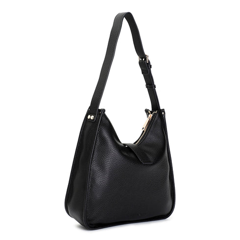 CafèNoir Black Soft Bag with Lettering and Shoulder Strap