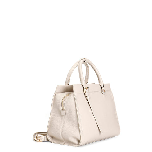 CafèNoir Beige Handbags with Tubular Handles and Removable Shoulder Strap