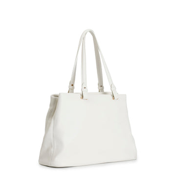 CafèNoir White Shopping Bag with Braided Loop