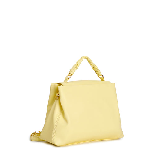 CafèNoir Soft Yellow Handbag with Braided Handle