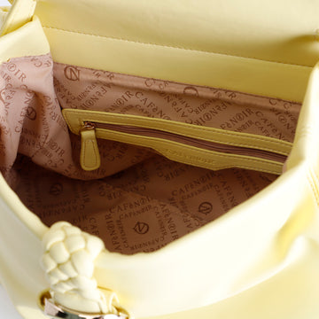 CafèNoir Soft Yellow Handbag with Braided Handle