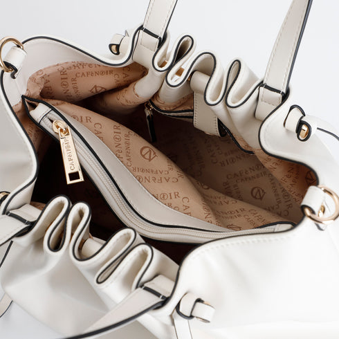 CafèNoir Borsa a Secchiello Panna con Arricciatura