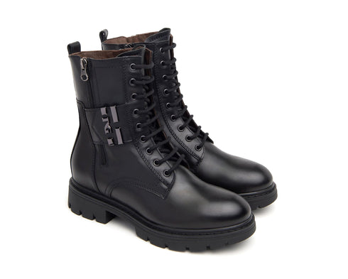 Nero Giardini Winter Combat Boots Women Leather Upper
