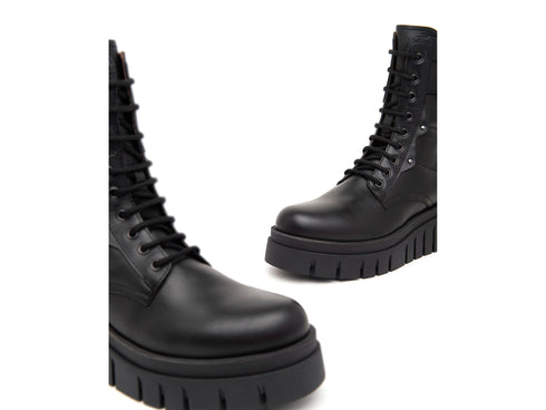 Nero Giardini Anfibi Donna Invernali Suola Zeppa Tomaia Pelle