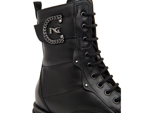 Nero Giardini Anfibi Donna Invernali Suola Zeppa Tomaia Pelle