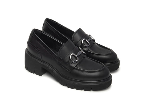 NeroGiardini Donna Mocassini Chunky in Morbida Pelle Nera