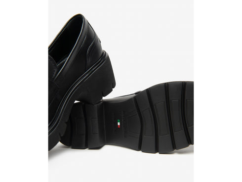 NeroGiardini Donna Mocassini Chunky in Morbida Pelle Nera