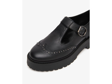NeroGiardini Mary Jane Platform in Pelle Nera con Borchie