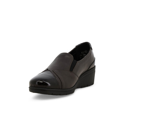 Melluso Mocassino Comfort Marrone in Pelle e Vernice con Zeppa