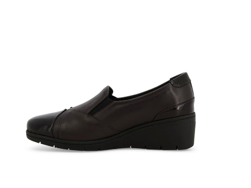 Melluso Mocassino Comfort Marrone in Pelle e Vernice con Zeppa