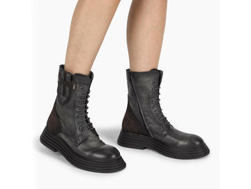 Women's Fall/Winter Ankle Boots in Hammered Leather and Suede