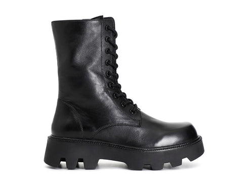 CafèNoir Anfibi Invernali Tacco Medio Donna in Pelle Nera C1FD1301-N001