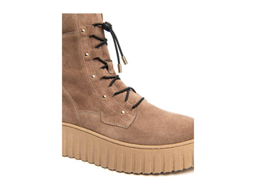 NeroGiardini Women's Platform Combat Boots in Mou Suede